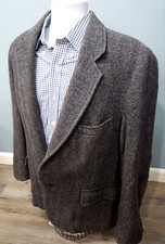 Pendleton Mens 46R Wool Blazer w/ Elbow Patch Gray Check VTG Sport Coat/Jacket