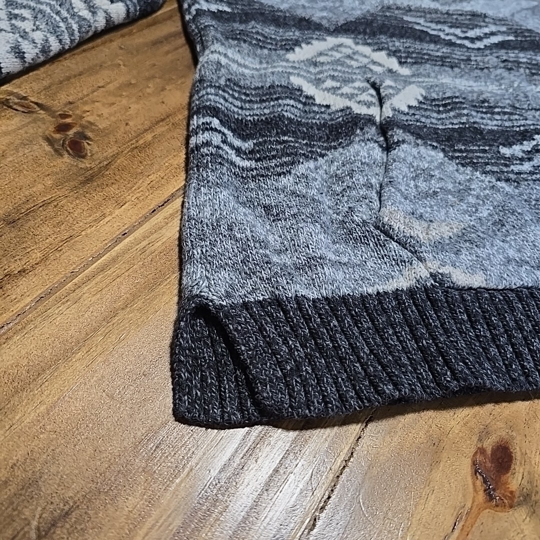 American Eagle Knit Hoodie Pullover Gray Black Southwest Pattern Womens Medium image 7