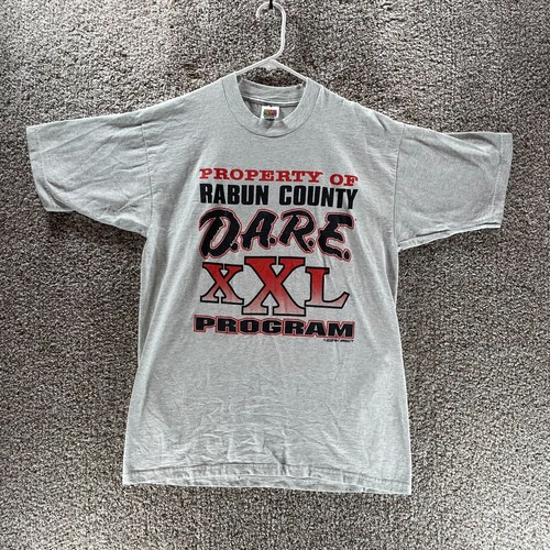 Vintage 90s DARE Shirt Mens Large Gray 1995 Rabun County XXL Program Cotton Logo