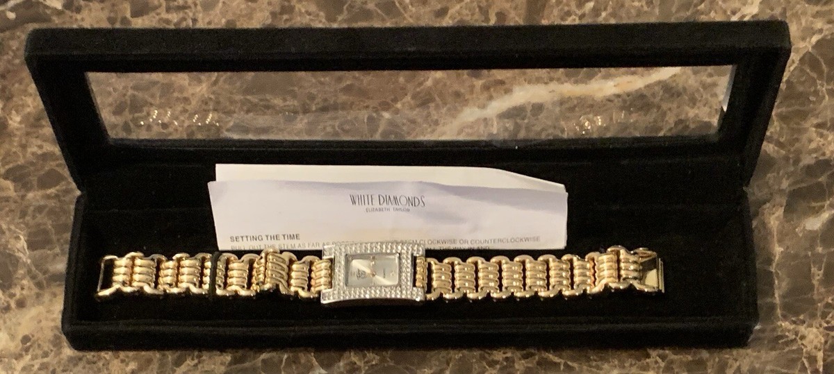White Diamonds Watch Elizabeth Taylor Gold Color Band Japan