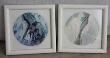 2 kleine BIlder Seidenmalerei datiert und signiert