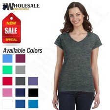 Gildan Womens V-Neck T-Shirt SoftStyle Junior Fit Ladies Tee G64VL