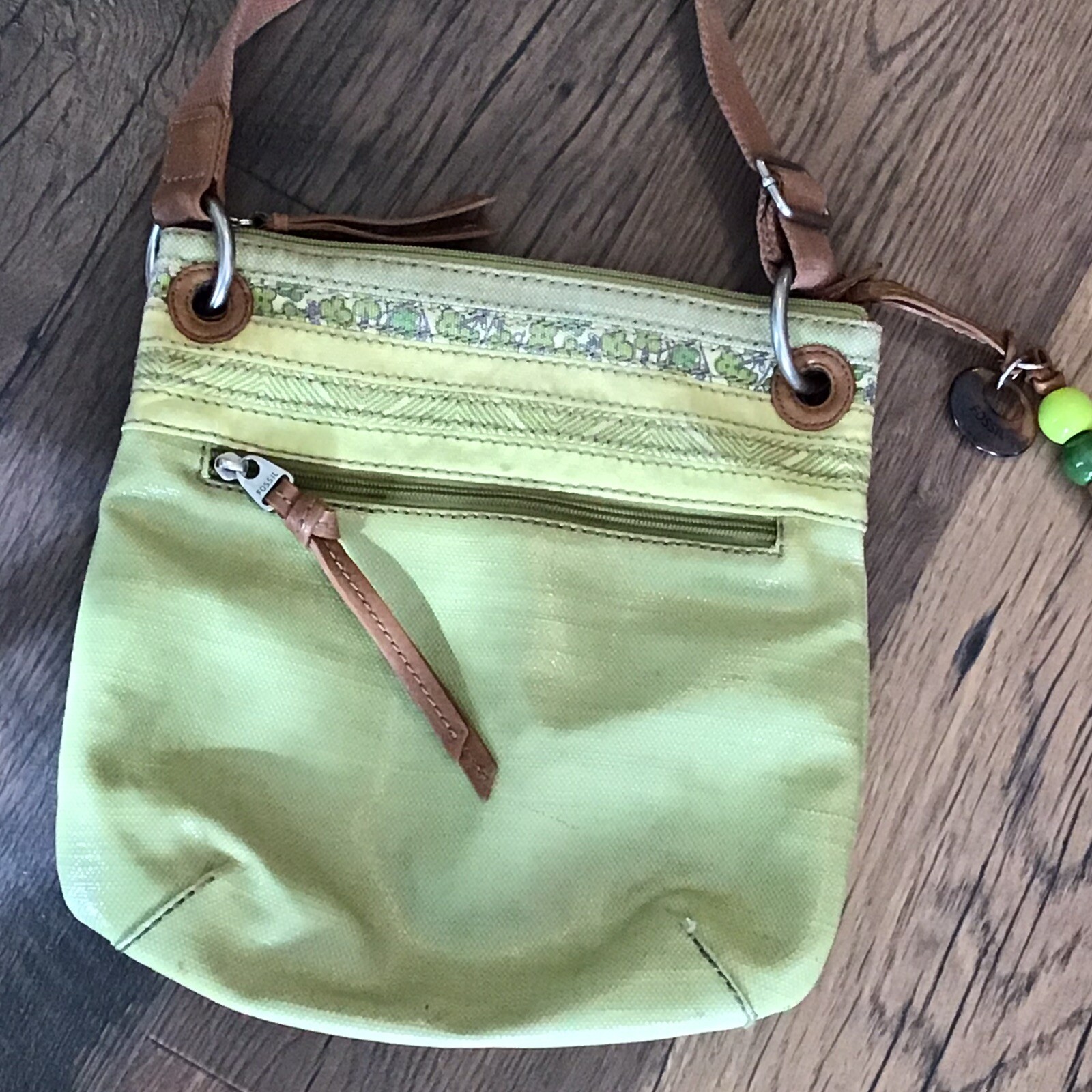 Fossil Key-Per Coated Canvas Green Crossbody Bag - image 5