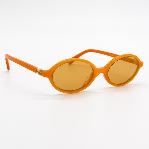 NEW MIU MIU SMU 04Z 11V40D OVAL WOMEN SUNGLASSES MU04ZS 11V40D ORANGE EYEWEAR - Picture 2 of 10