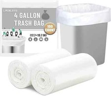 Small Trash Bags 4 Gallon, 100 Count Small Garbage Bags Bathroom Trash Bags Whit