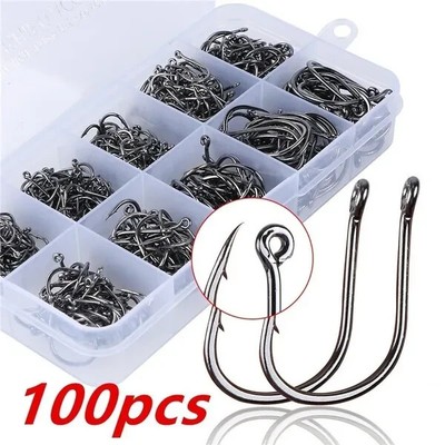 100Pcs/box High-Quality Stainless steel Carp Fishing Bait Sharpened Fish Hooks