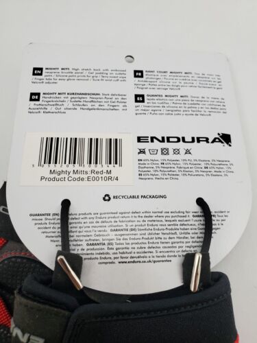 Endura Mighty Mitt Cycling Mountain Biking Summer Gloves Medium Red Black MTB - Picture 2 of 3