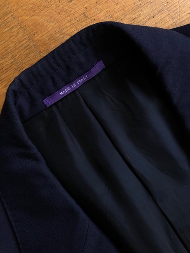 Ralph Lauren Purple Label Italy Blazer Navy Peak Lapel 44R Superfine Pique Wool - Imagen 6 de 14