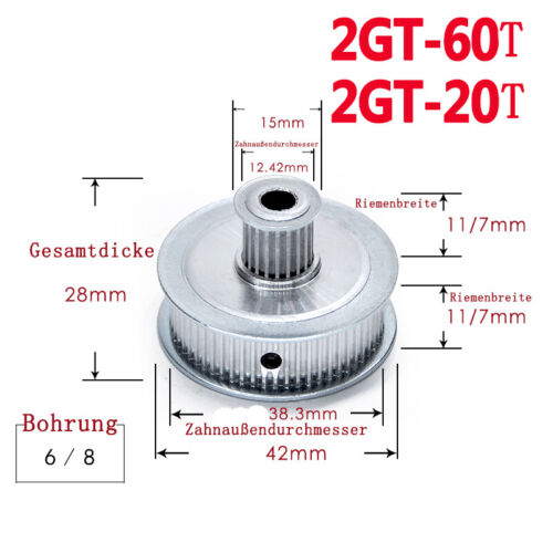 3D Drucker 2GT GT2 Zahnriemenscheibe Spannrolle 3 mm bis 15 mm Bohrung für CNC