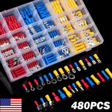 480PCS Assorted Insulated Electrical Wire Terminal Crimp Connector Spade Set Kit