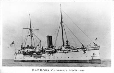 British Royal Navy Battleship Cruiser HMS Barrosa SHIPPING NAVAL OLD PHOTO