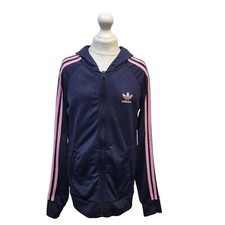 Adidas Blue Hooded Sports Tracksuit Top UK Girl's Age 13-14 Years DD812