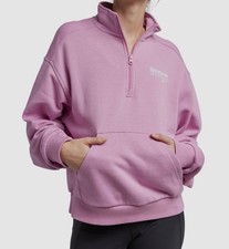 Reebok Women's Pink Identity Brand Proud 1/4 Zip Sweatshirt Sweater Size M