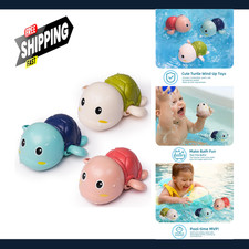Bath Toys 3 Pack with Wind Up Turtles, Colorful Floating Bath and Pool Toys for