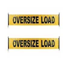 2 PK 18"x84" Reflective Oversize Load Sign Banner for Trucks, Trailer w/Bungee