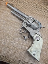 Vintage Hubley TEXAN JR Diecast Metal Cap Gun White Longhorn Grip 2