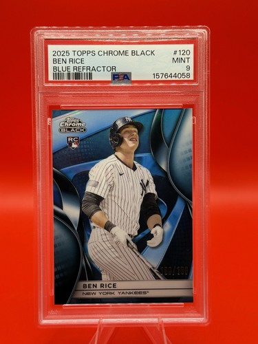 2025 Topps Chrome Black Ben Rice RC Refractor /99 &/150 PSA 9 (Sequential Certs) - Picture 5 of 6