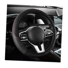 Car Steering Wheel Cover, 15 Inch Anti-Slip Stretch Leather Steering Black, AD