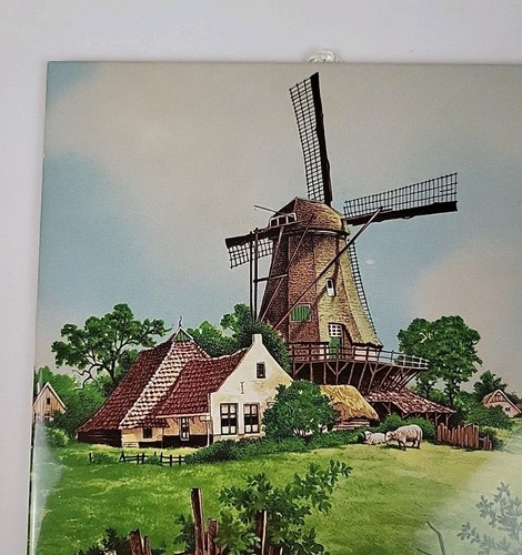 1984 Mosa Keramik Kunst Fliese, Windmühle, Schwäne, Landhaus Dekor, Holland Vintage 6" - Bild 2 von 11
