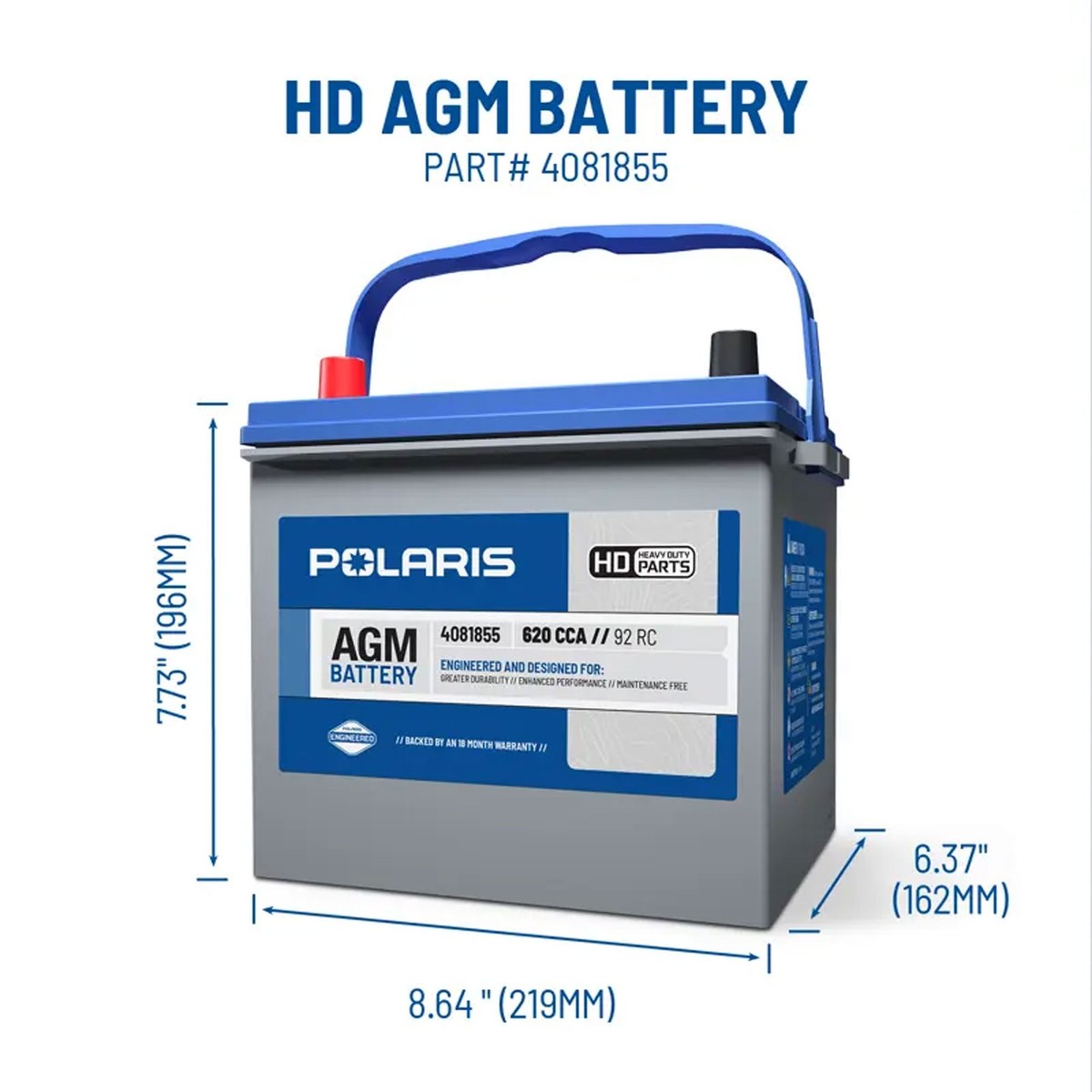 agm@ Polaris 4081855 Heavy Duty AGM Battery Sealed Xpedition RZR Ranger