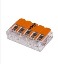 Image of 10 x Wago 221 Terminal Block Connector, 5 Way/Pole, Spring Cage, 24-12 AWG 450V