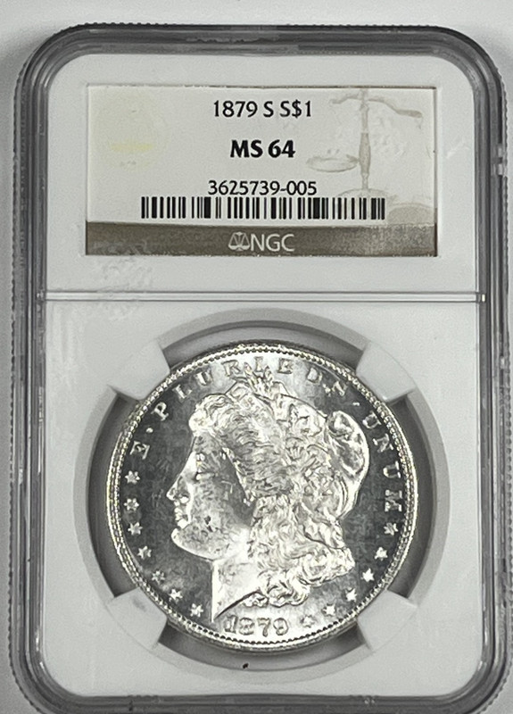 1879-S Morgan Dollar : NGC MS64 Blazing White