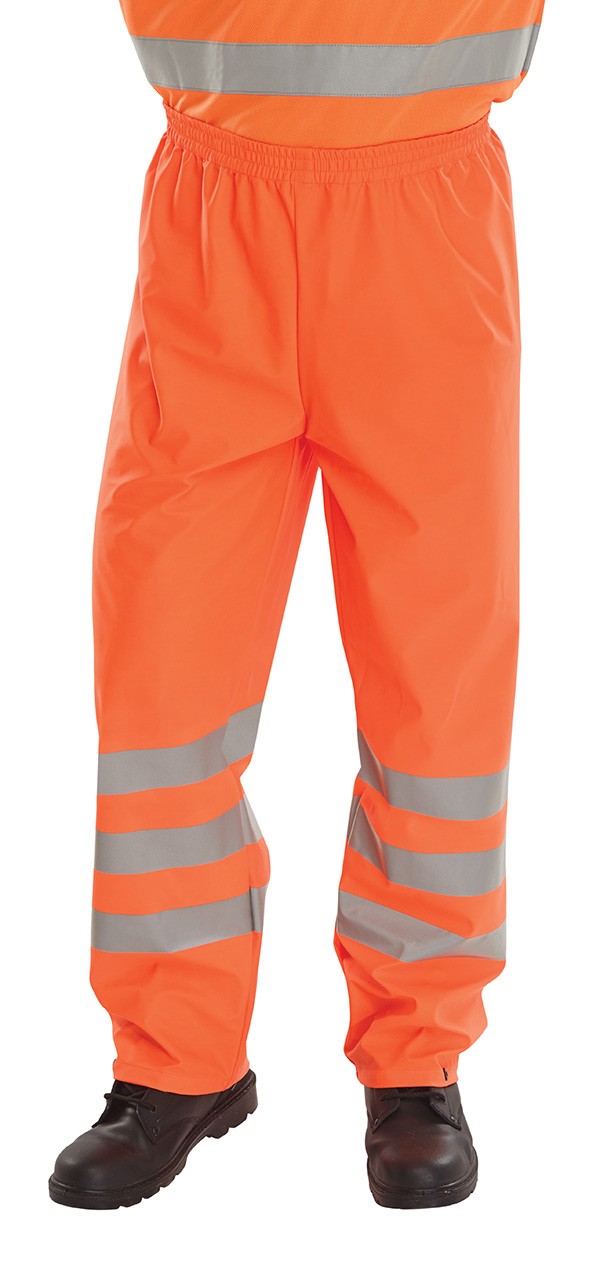 Beeswift Hi-Vis Pu Overtrousers Orange Size XL
