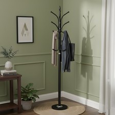 174.5cm Metal Coat Hanger Hat Freestanding Storage Stand Rack with Marble Base 