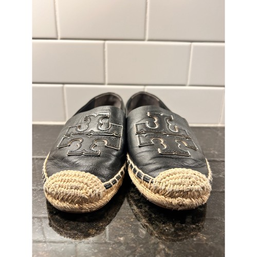 Alpargatas de cuero para mujer Tory Burch zapatos planos cómodos informales negros talla 7,5 M - Imagen 3 de 13