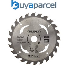 Draper 20603 TCT Circular Saw Blade for Wood, 165 x 20mm, 24T
