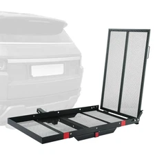 Uimoso Hitch Mount Cargo Carrier Wheelchair Scooter Rack Foldable Loading Ramp