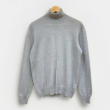 Boggi Milano Turtleneck Jumper Men’s Small Grey Virgin Wool Knit Roll Neck Italy