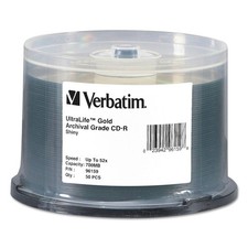 Verbatim 96159 700 MB/80 min 52X ARCH Grade CD-R Disc - Gold 50/Pack New