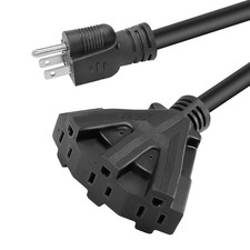 12/3 Heavy Duty 10FT Outdoor Extension Cord 3-Outlet SJTW Indoor/Outdoor
