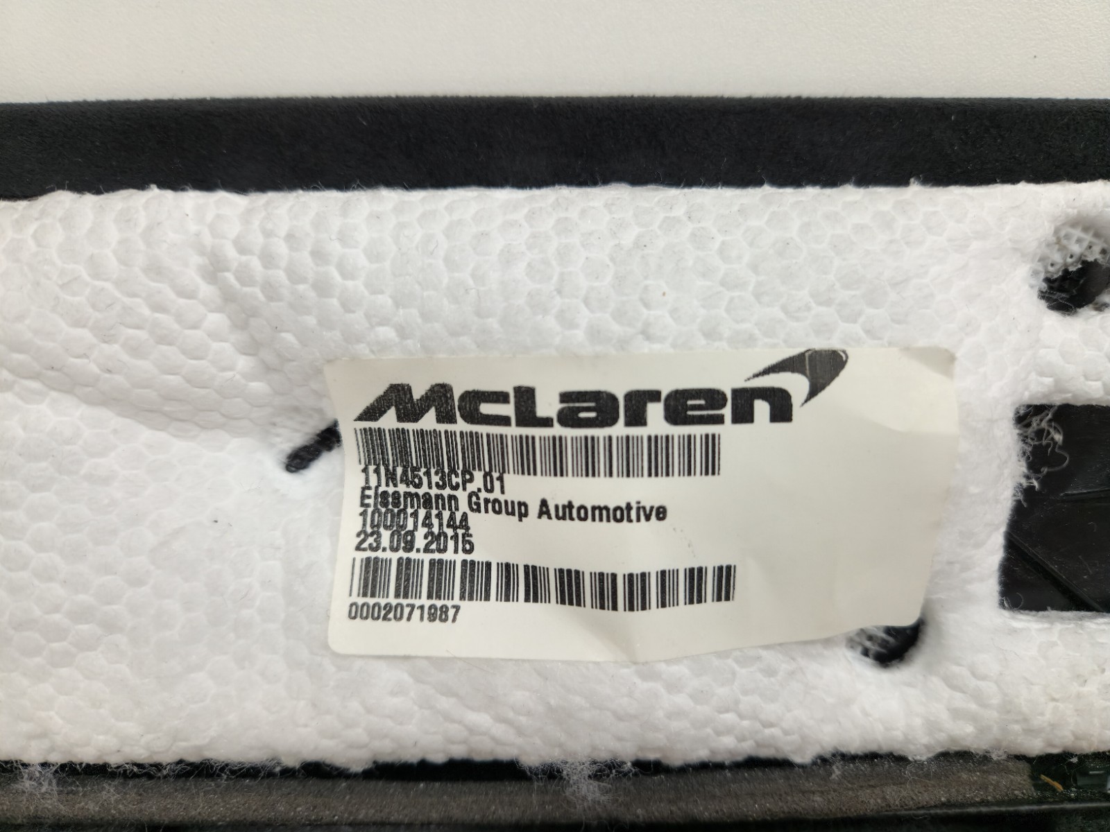 2015-2017 MCLAREN 675LT REAR BACK WINDOW TRIM BLACK ALCANTARA 11N4513CP OEM