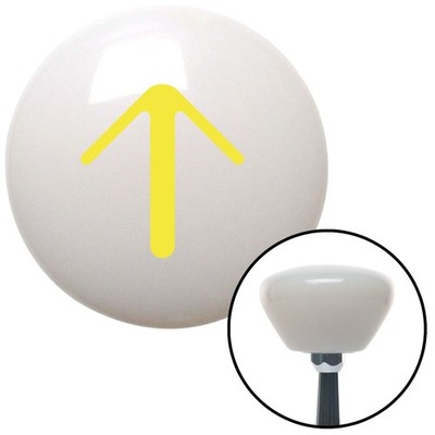 Yellow Solid Pointing Arrow Up White Retro Shift Knob w/ M16x1.5 Insert Shifter