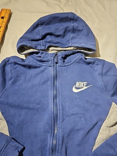 Nike Hoodie Youth Boys Large Blue Gray FullZip Outdoor Logo Jacket Active - Picture 2 of 13