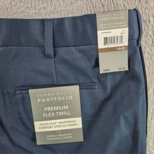 Perry Ellis Portfolio Mens Navy Blue Premium Flex Twill Dress Pants 42x30 NEW