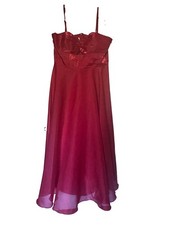 Jules & Cleo Red Satin Gown Size 22 One Shoulder Rosette Cutout Prom Dress