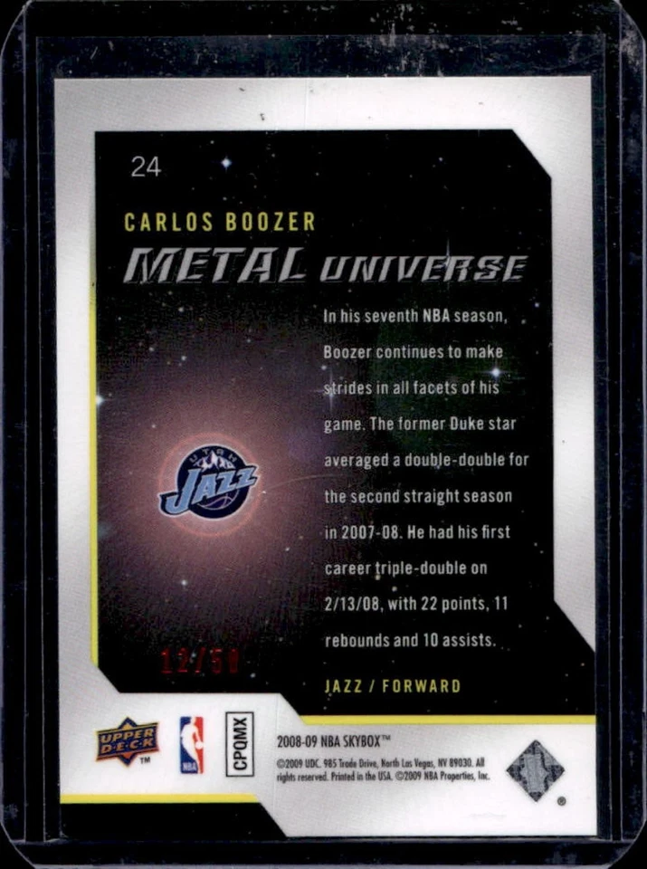 2008-09 Skybox Carlos Boozer Metal Universe Precious Gems Red #12/50 Jazz - Image 2 of 2