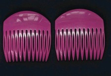 Vintage Made in France Side Hair Combs Fuchsia Set Of 2