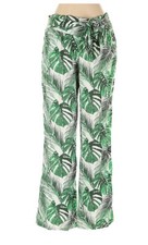Guess Green white palm leaf print wide leg pants belted XS rayon