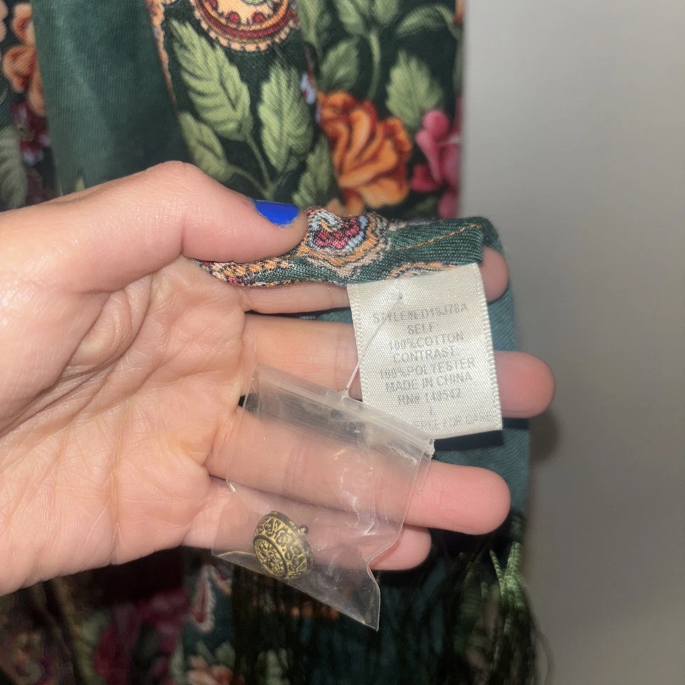 Aratta Silent Journey Womens Sz L Top Boho Flannel Dress Tunic Shirt Floral Frin - Image 4 of 4