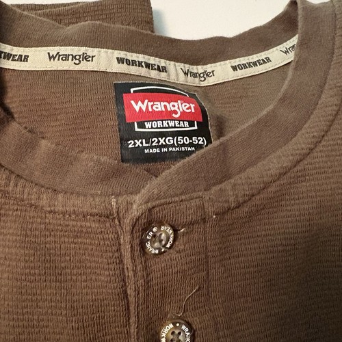 Pair WRANGLER WORKWEAR Relaxed Fit POCKET Henley Men’s 2XL Thermal Long Sleeve - Picture 3 of 8