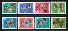 Butterflies Hungary 1969 complete set MNH Sc 1966-73 YT 2034-41
