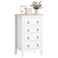 HOMCOM Bedroom Chest of Drawers, Modern 4 Drawer Dresser, White