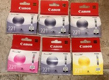 NEW 6-PK GENUINE CANON PIXMA PGBK CLI-221 BK M Y INK CARTRIDGE SET OEM       READ