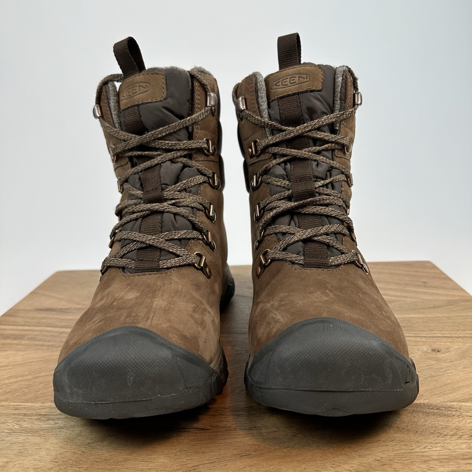 Stivali da neve impermeabili isolati in pelle marrone Keen Greta nuovi da donna taglia 7