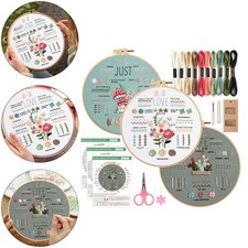 3 Set Embroidery Starter Kit for Beginners Cross Stitch Stamped DIY Tool 