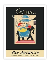 Saigon, (Ho Chi Minh City) Vietnam - Vintage Pan American Travel Poster 1955